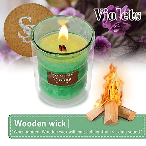 Experience Relaxation with Our Scented Jar Candle - 100% Natural Soy Wax, Burns up to 45 Hours, Aromatherapy Candle Gift for Any Occasion (#3 Single Violets) 4
