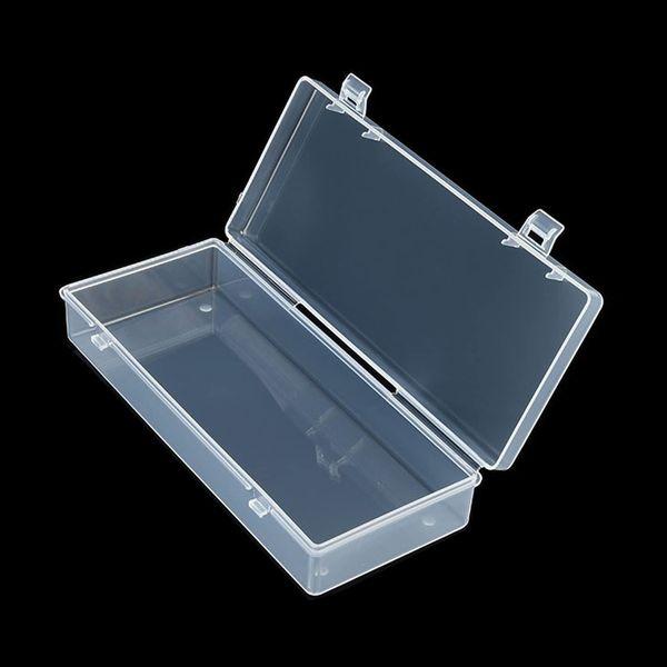 LJY 10 Pieces Rectangular Empty Mini Clear Plastic Organizer Storage Box Containers with Hinged Lids (155 x 65 x 30 mm, Blue) 2