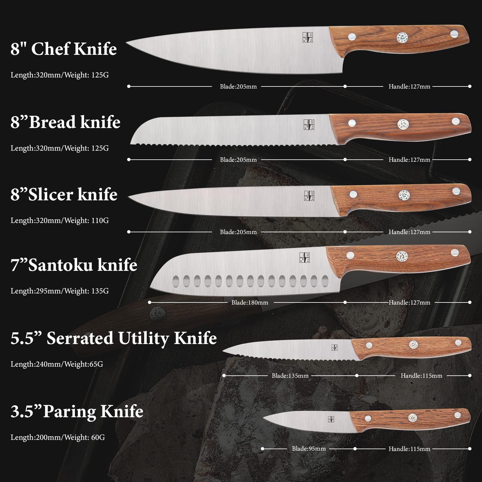 Kitchen Knife Set 6 PCS, 7CR High Carbon Steel Ultra Sharp Chef's Knife Superb Edge Retention, Premium Ash Wood Ergonomic Handle Accurate to The Touch, with Gift Box 1