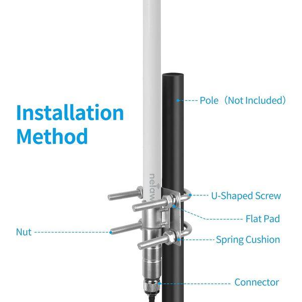 Nelawya LoRa Antenna 868Mhz 8dBi Outdoor Indoor Omni-Directional Antenna with 10ft Ultra Low Loss KMR240 Cable for Nebra RAK Sensecap Bobcat Syncrob Helium HNT Hotsport Miner White 4