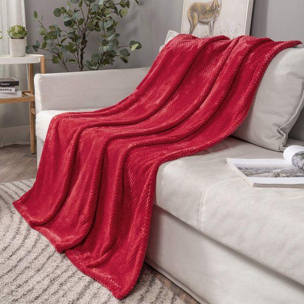 MIULEE Fleece Blanket Throw Red Twin Size Fluffy Plush Granule Bed Blankets - Soft Solid Warm Microfiber Throw as Bedspread for Bed Couch Sofa Settees 150x200cmï¼60"x80",Redï¼ 1