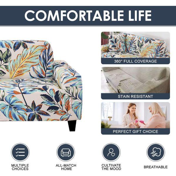 JOYDREAM 1-Piece Stretch Sofa Cover Non-Slip Couch Slipcovers Elastic Furniture Protector for Armchair/Couch Soft Fabric Settee Covers Couch Cover with 1 Cushion Cover (X-Large, Rainforest leaves) 3