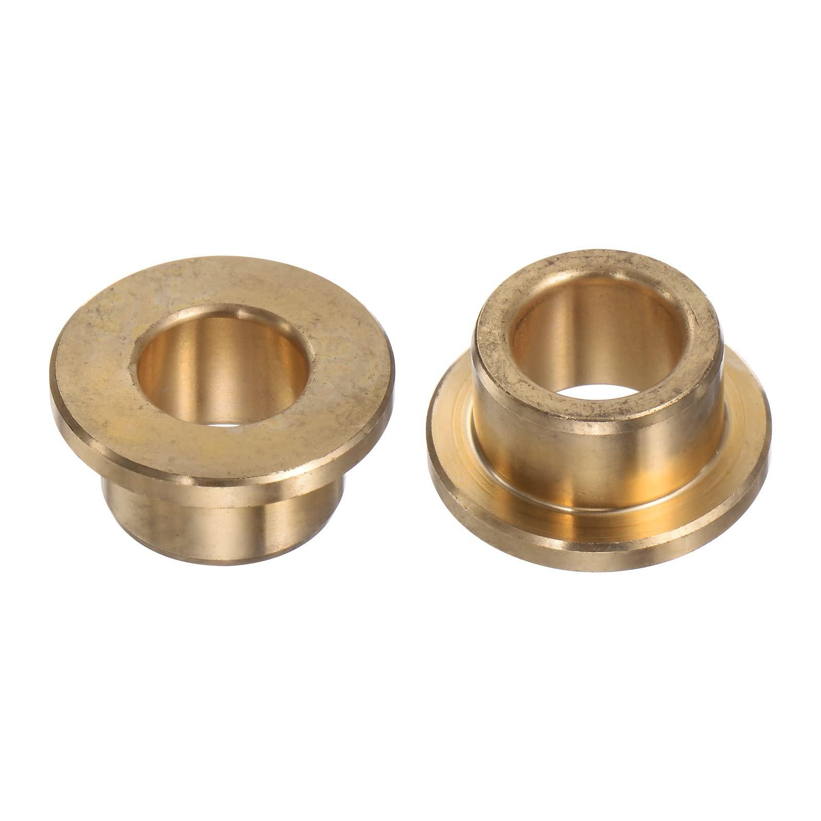 sourcing map 2pcs Flange Bearing Sleeve 12mm Bore 18mm OD 12mm Length 3mm Flange Thickness Bronze Bushing Self-Lubricating Bushings Sleeve for Industrial Equipment 5