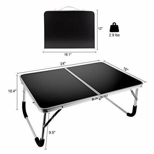 SMTTW Foldable Laptop Table for Bed, Bed Desk for Laptop and Writing, Small Folding Table Portable, Lightweight Mini Picnic Desk, Breakfast Serving Bed Tray for Eating and Laptops(Black) 1