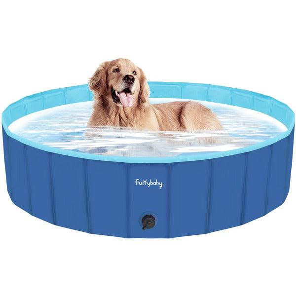 furrybaby Foldable Dog Pool For Dogs, Dog Padding Pool Portable For Dog Bath, Plastic Dog Swimming Pool Large Hard Kid Pool (Navy 120 * 30cm) 0