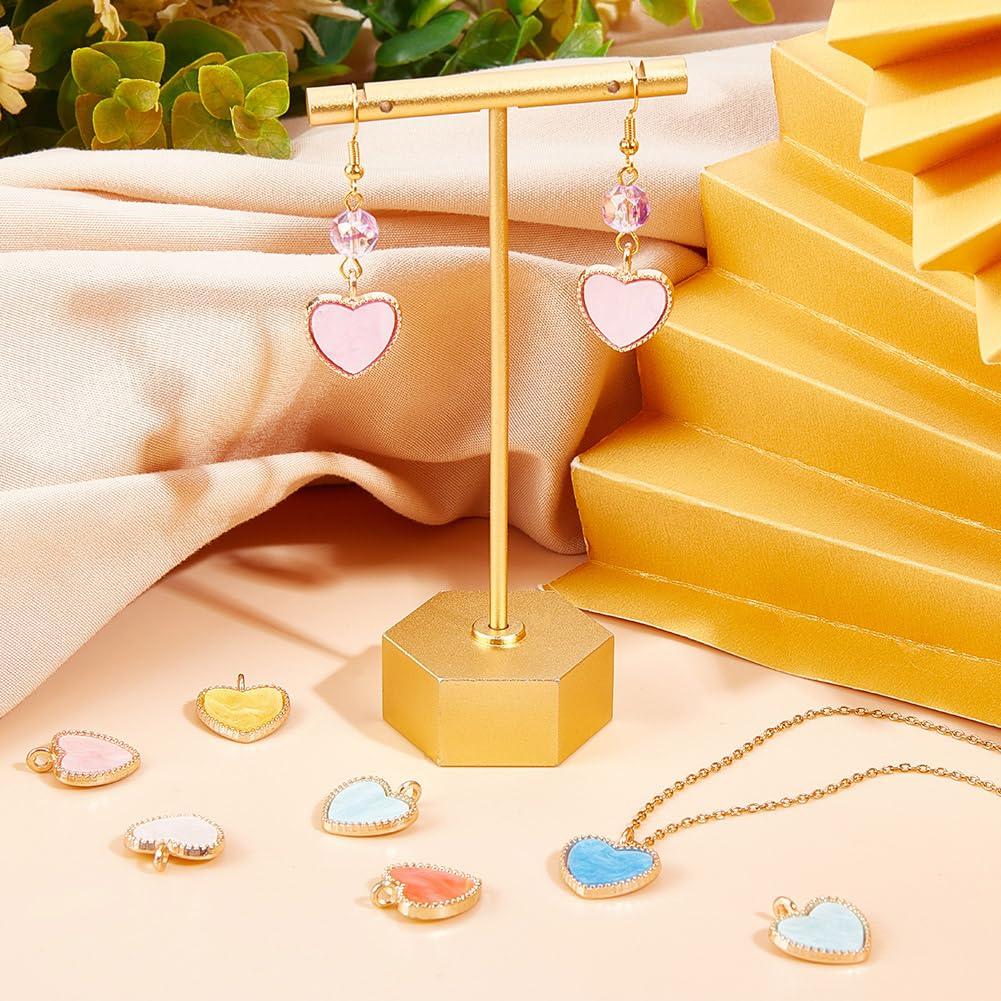 SUNNYCLUE 1 Box 48Pcs 8 Colors Mini Heart Charms Acrylic Heart Charm Acrylic Charms Sweet Valentine Mother's Day Love Charms for jewellery Making Charms DIY Earrings Bracelet Necklace Craft supplies 3