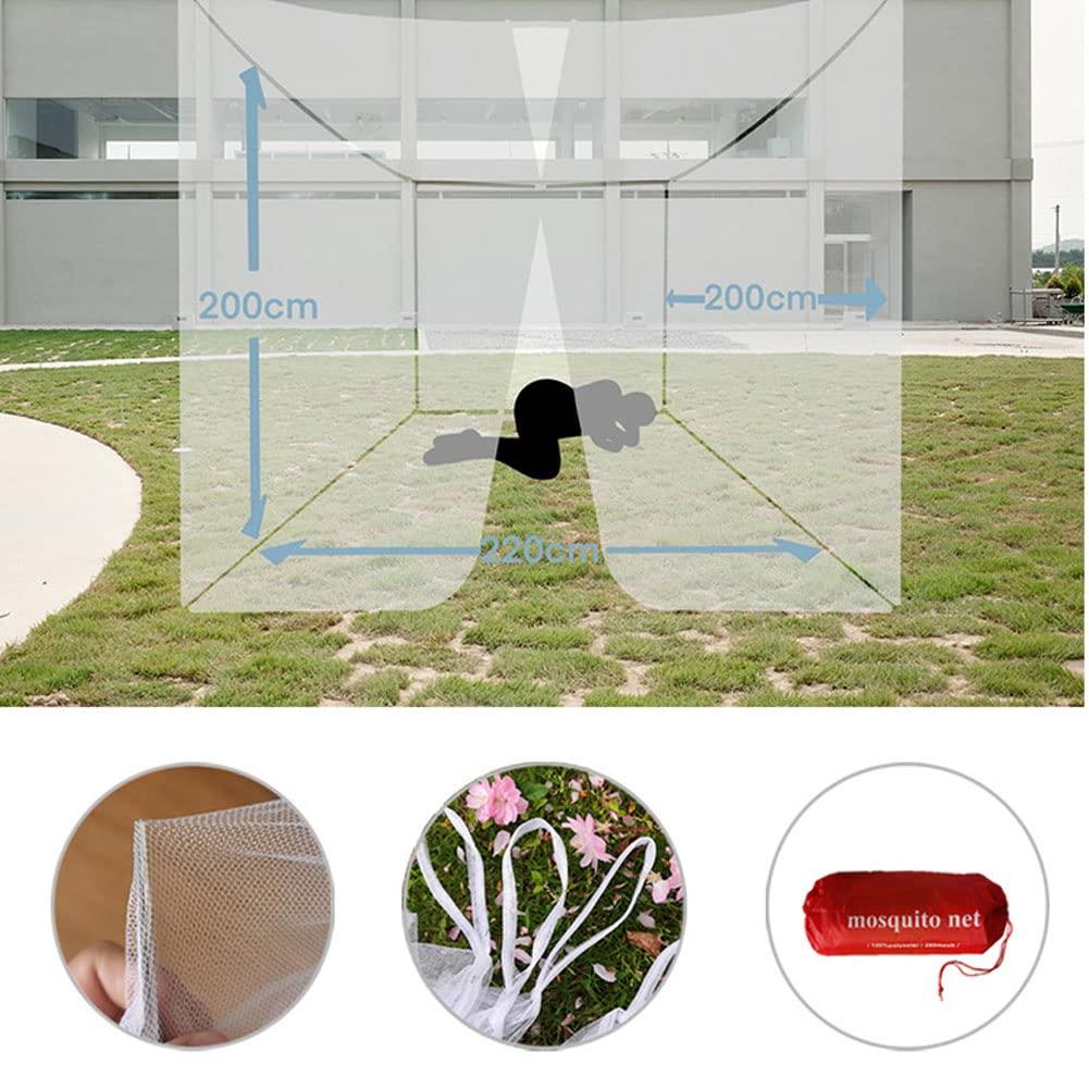 Outdoor Mosquito Net, 220x200x200cm White Mosquito Mesh Net for Double Bed Single Bed Folding Beds and Cots, Hanging Bed Mosquito Net for Travel and Home 2