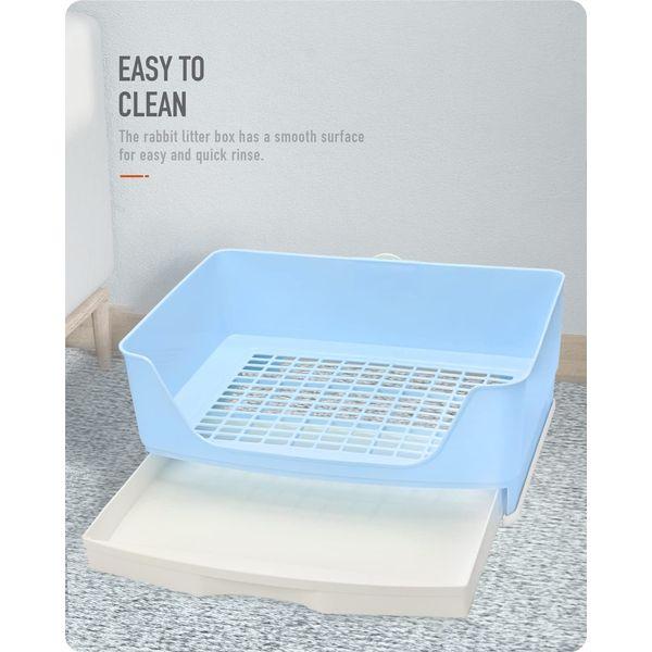 Baffect Corner Rabbit Litter Tray Corner Toilet House,Large Size Rabbit Cage Litter Box with Removable drawer for Small Animal Rabbit Guinea Pig L (Blue) 1