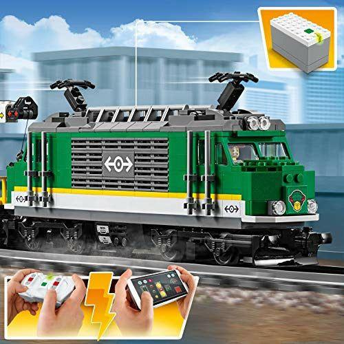 LEGO 60198 City Cargo Train Set Battery Powered Engine for 6 Year Old, RC Bluetooth Connection, 3 Wagons, Tracks and Accessories 4