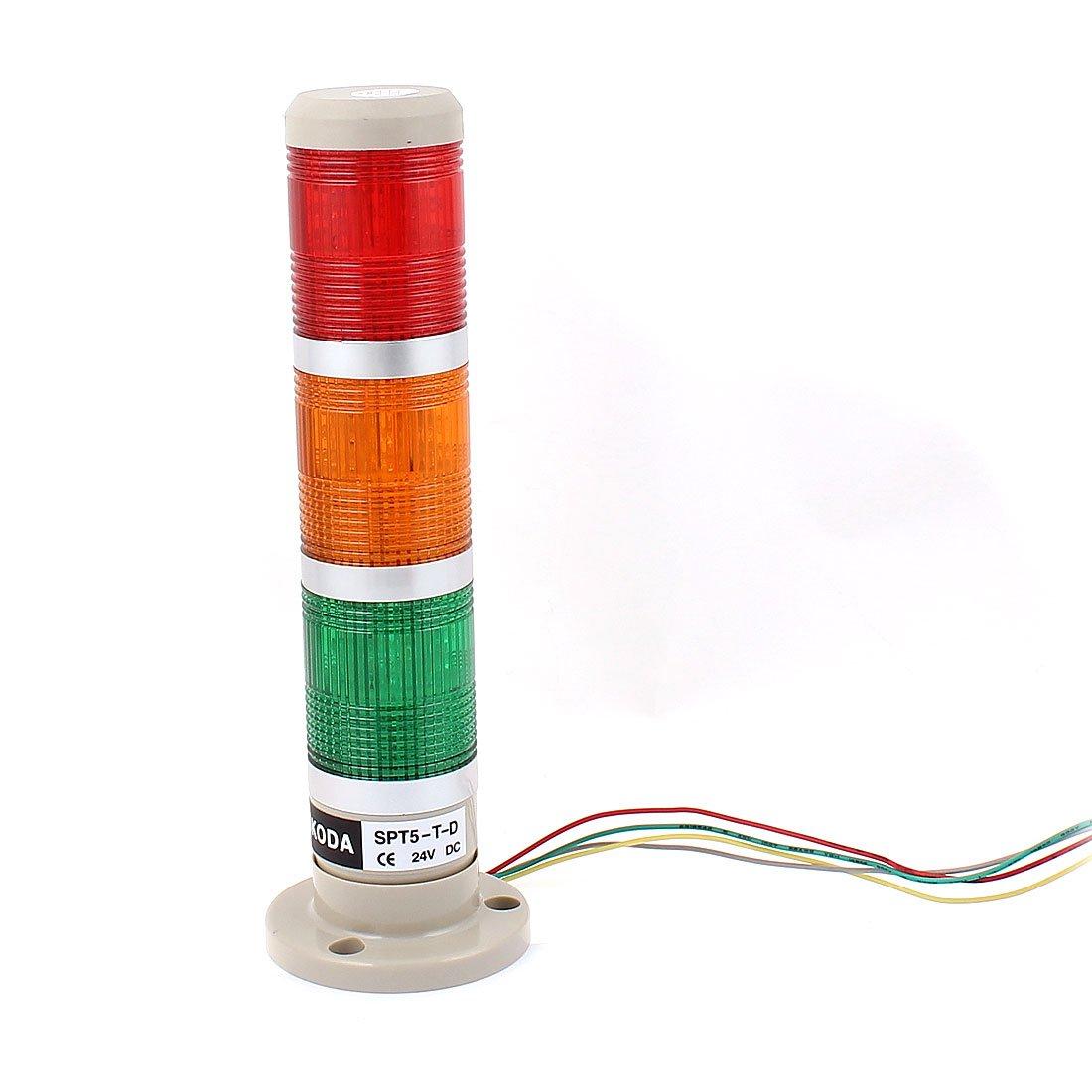 Sourcingmap DC 24V 3 LED Red Green Yellow Lamp Constantly Bright Industrial Signal Tower Light 0