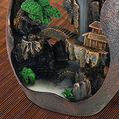 Ronlap Backflow Incense Burner, Rockery Waterfall Smoke Incense Holder with 120 Upgraded Incense Cones+30 Incense Sticks+1 Tweezer+1 Mat, for Aromatherapy Meditation Home Decorations 2