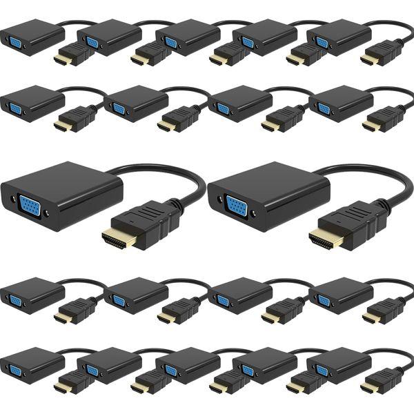 HDMI to VGA Adapter, Gold-Plated HDMI to VGA Converter (Male to Female) Compatible with Computer, Desktop, Laptop, PC, Monitor, Projector, HDTV, Chromebook, Raspberry Pi, Roku, Xbox and More (20PCS)