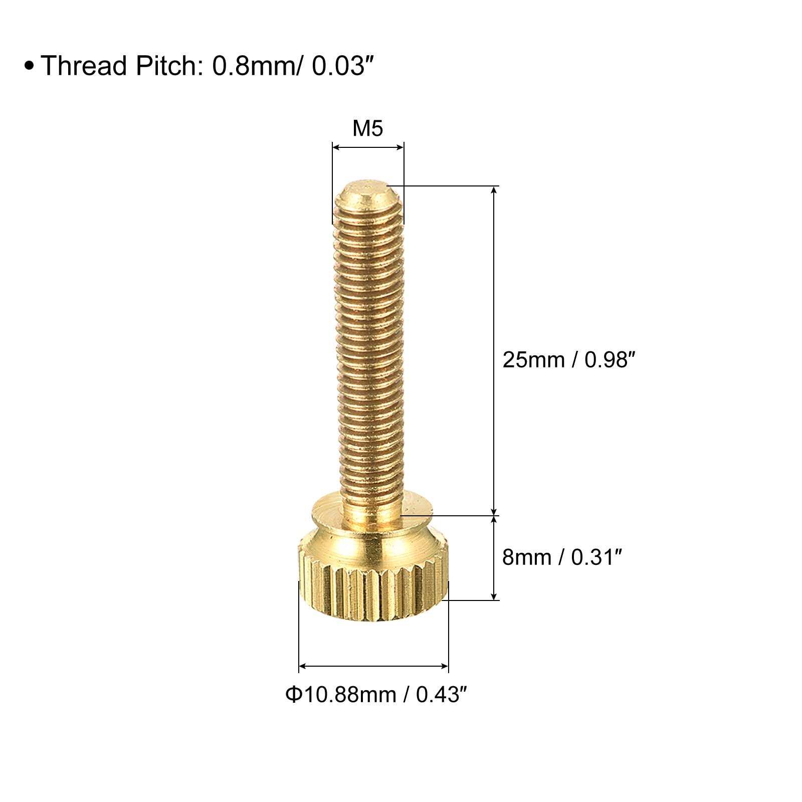 sourcing map 5Pcs Knurled Thumb Screws, M5x25mm Brass Shoulder Bolts Stepped Grip Knobs Fasteners for PC, Electronic, Mechanical 5