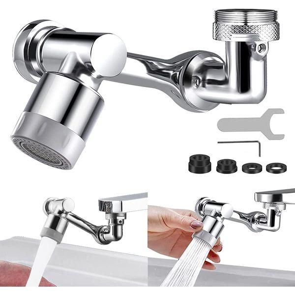 Flybath 1080° Swivel Faucet Extender Aerator Water Saving Bubbler Nozzle Filter 2-Flow Universal Faucet Tap Attachment Extended Splash Proof for Bathroom Kitchen