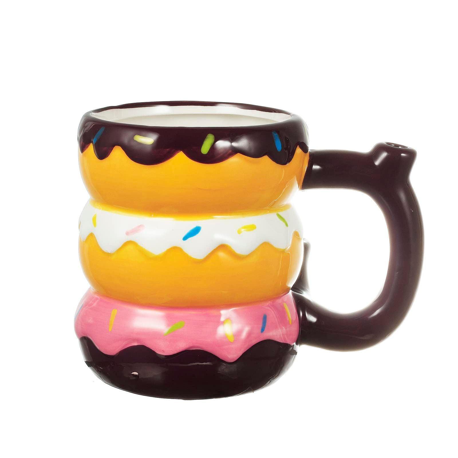 KTF Donut Roast & Toast Coffee Mug with Pipe, Ceramic Wake n Bake Mug Holds Approx 16 oz (Donut) 3