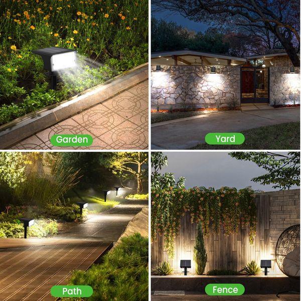 Solar Spot Lights Outdoor Garden, [6 Packs/75 LED] RGB Colour Changing Solar Lights Outdoor with 4 Modes, Waterproof, Auto On/Off, 2-in-1 Solar Landscape Spotlight for Pathway Driveway Yard Porch 4