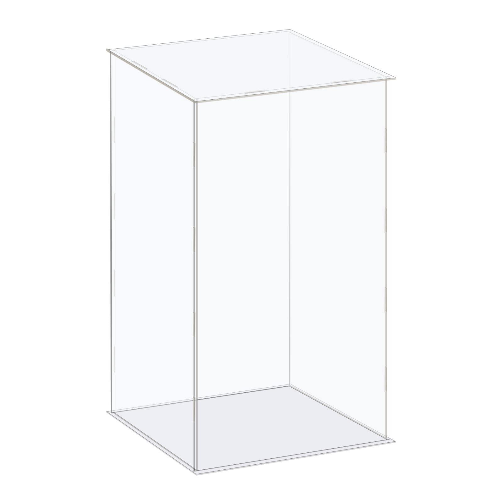 sourcing map Acrylic Display Case Box Clear Dustproof Protection Showcase 21x21x41cm for Collectibles Display 0