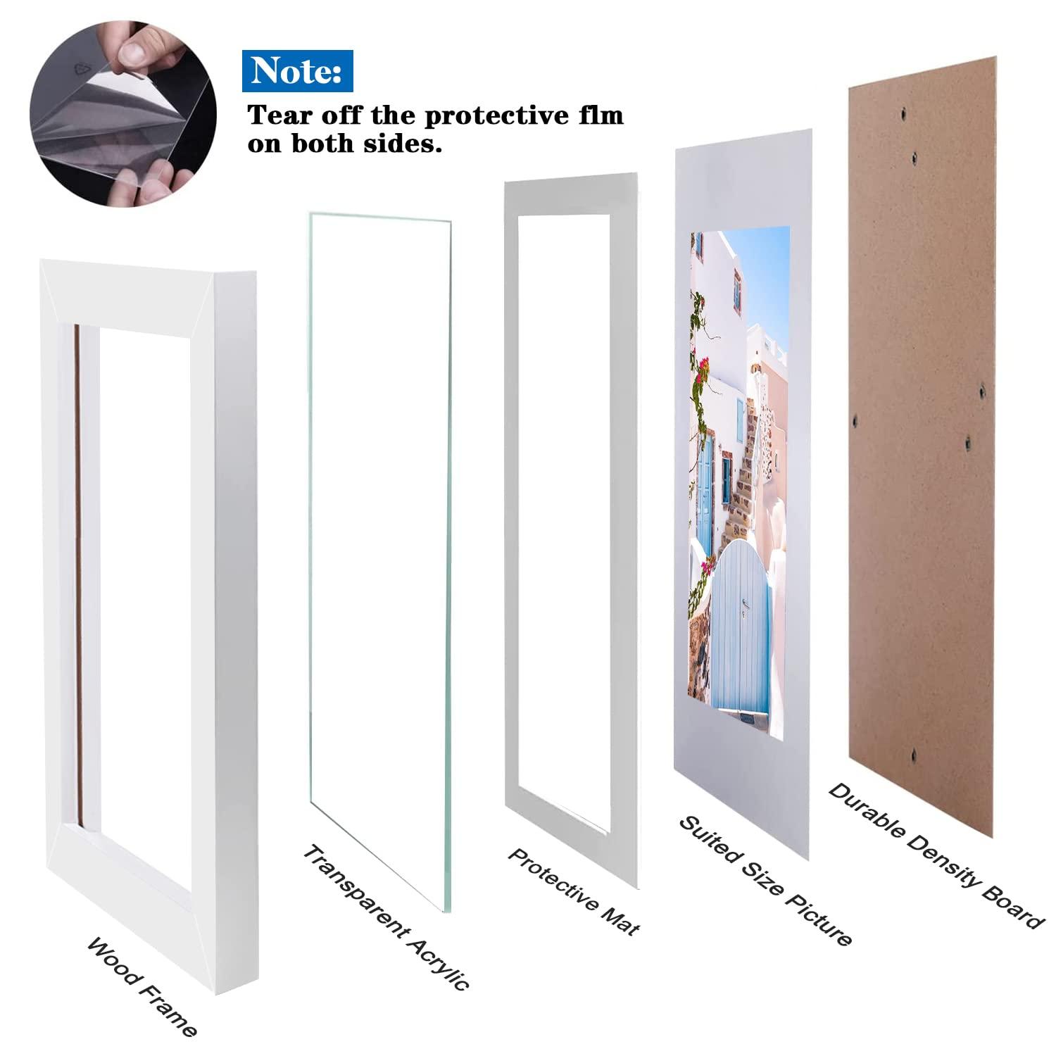 Hyppry White 8x10 Picture Frames Set of 4, Wall Mounting & Tabletop Photo Frame for Displaying 6x4 Inch or 7x5 Photos With Mat, Solid Wood 2