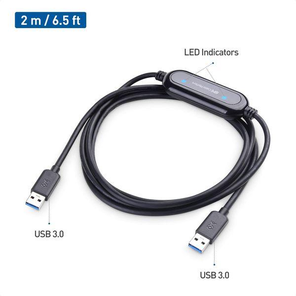 Cable Matters USB 3.0 Data Transfer Cable PC to PC for Windows and Mac Computer in 6.6 ft - PClinq5 and Bravura Easy Computer Sync Included - Compatible with PCMover for Windows System Migration 2