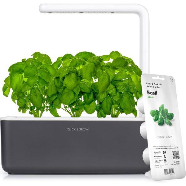 Click and Grow Smart Garden 3 Indoor Gardening Kit (Includes 3 Basil Plant Pods), Grey 0