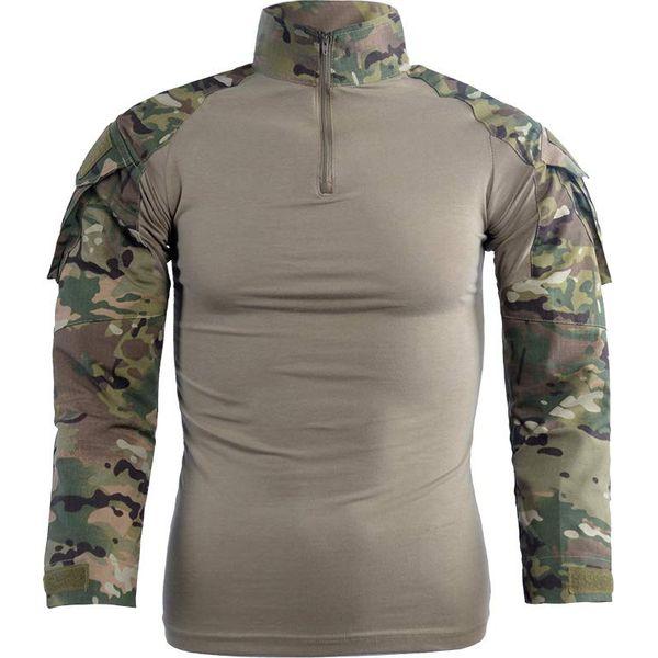 LANBAOSI Mens Ripstop Tactical Shirt Long Sleeve Combat Shirt Multicam Military T Shirts Airsoft Hunting Woodland, Cp-ge, S 1