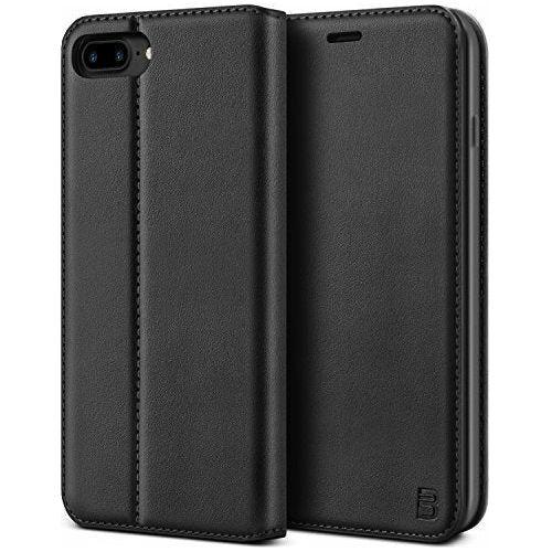 BEZ Case for iPhone 7 Plus, iPhone 8 Plus, Wallet Flip Case Compatible with iPhone 7 Plus, iPhone 8 Plus, Protective Faux Leather Cover with Credit Card Holders, Kick Stand, Magnetic Closure, Black 0