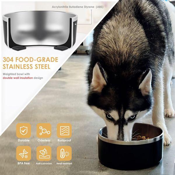 IKITCHEN Dog Bowl for Food and Water, 64 Oz Stainless Steel Pet Feeding Bowl, Durable Non-Skid Double Wall Insulated Heavy Duty with Rubber Bottom for Medium Large Sized Dogs (64 Ounces/8 Cup, Purple) 2