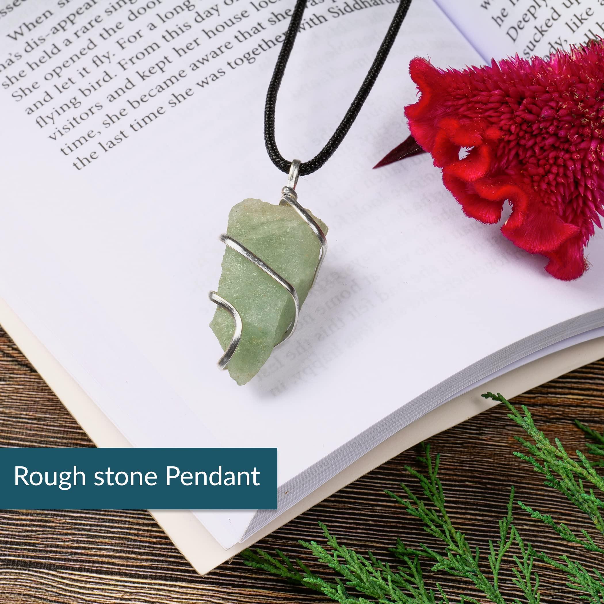 PYOR Green Aventurine Raw Crystal Jewelry Pendant Necklace Chakra Reiki Healing Gemstones Prosperity Stone Quartz Energy Generator Gifts Aura Cleansing Gemstone Good Luck Charms Gems Pendants, 17.50 1