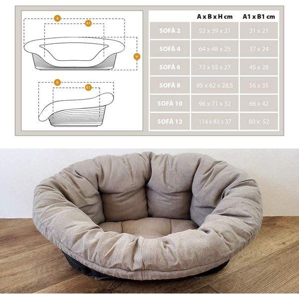 Ferplast Dog Cushion and cat bed SOFA' Cushion 2 Padded spare cover for pet bed, Soft cotton washable, Adjustable with elastic cord, 52 x 39 x h 21 cm Grey 4