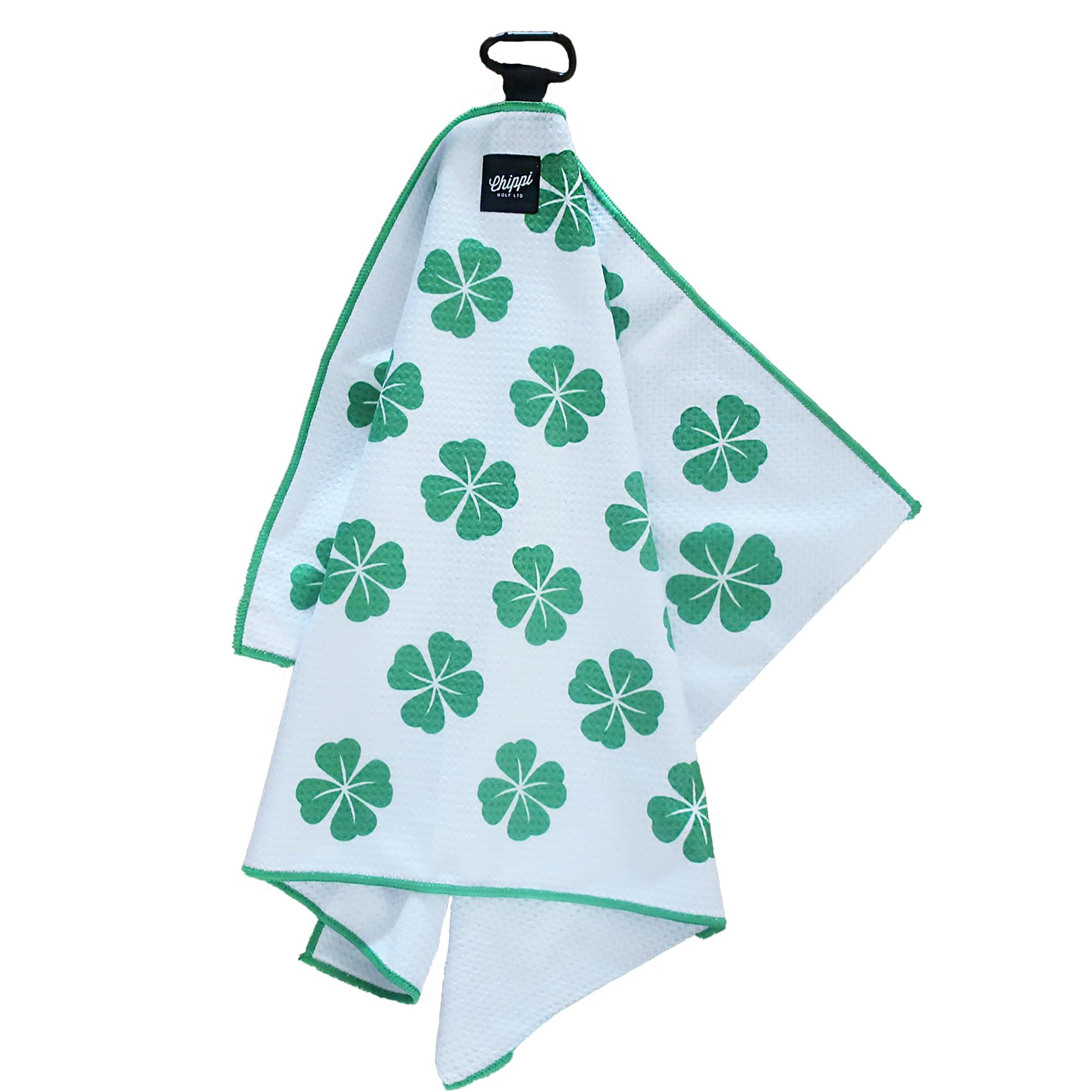 Chippi Golf Golf Towel (Luck of the Irish Green), Microfiber Fabric Waffle Pattern Golf Towel, Heavy Duty Clip 2