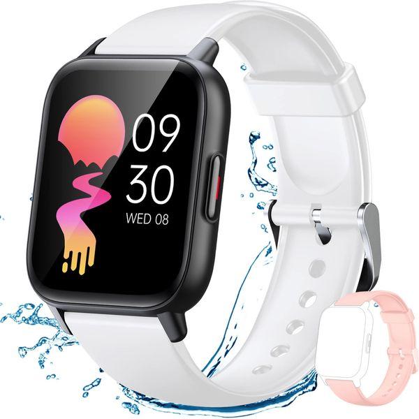 Lively Life Smart Watch for Men Women, Fitness Tracker with Heart Rate Monitor, 1.69" Ladies Smart Watch IP68 Waterproof Sports Smartwatch with Pedometer for Women Men Android iOS Phones - White 0