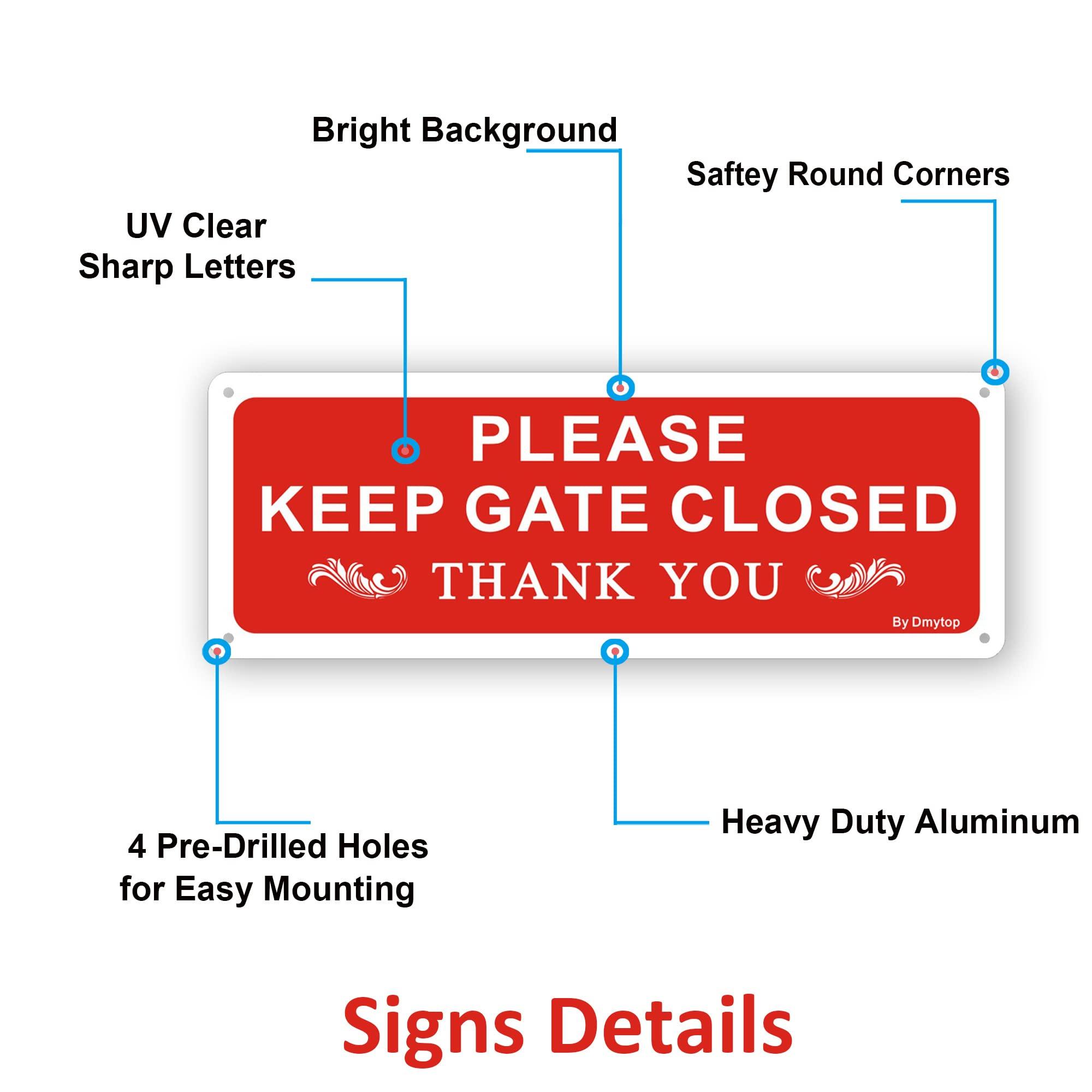 2 Pack Please Keep Gate Closed Sign, 10 x 3.5 x 0.04 Inches Rust Free Aluminum UV Protected Weather Resistant 3