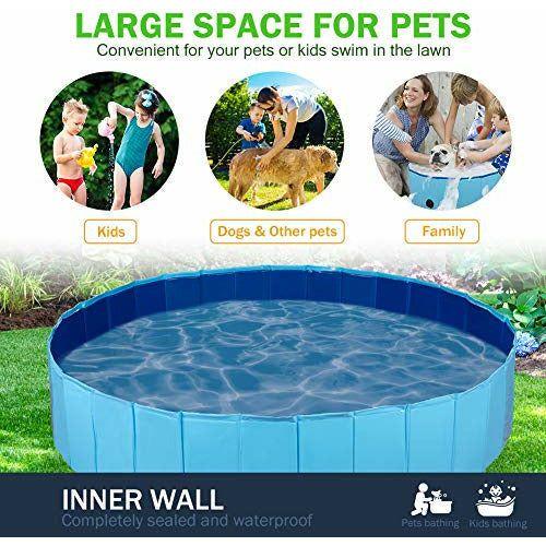 Dono Foldable Pet Dog Swimming Pool, PVC Puppy Bathing Tub Blue, Non-Slip Children Ball Pits Kids Dog Paddling Bathing Pool 4