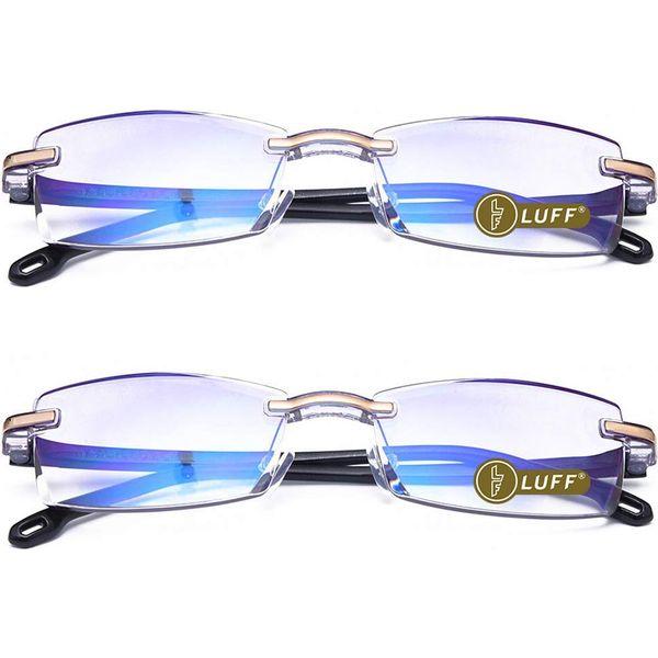 LUFF Reading Glasses Hd Anti-Blue Diamond Cut Edge Frameless Reading Glasses black