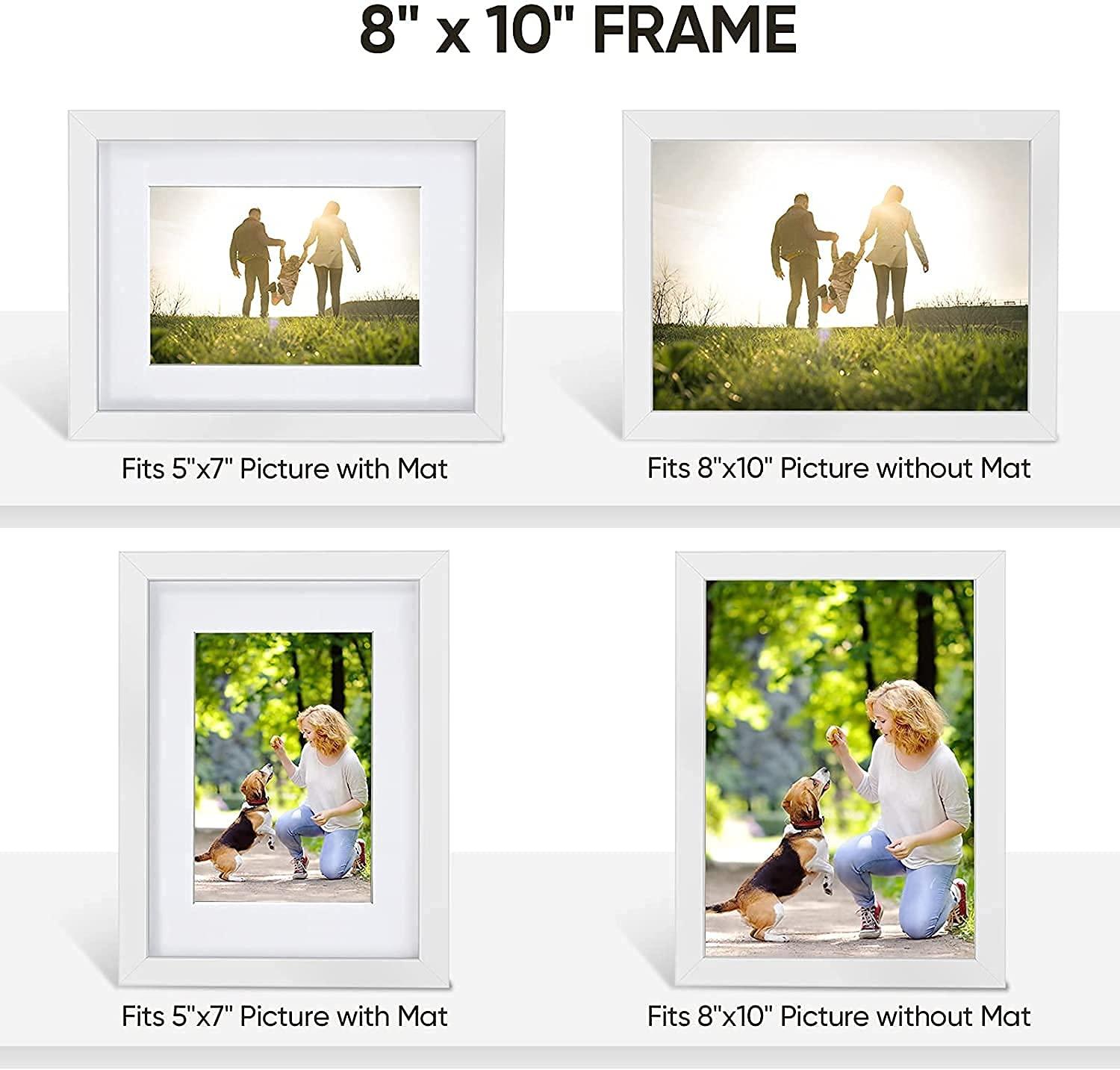 Nacial Set of 4 White Photo Frames 8 x 10 Modern Design, Home Décor 8x10 Picture Frames For Picture/Photo/Poster, 8x10 Photo Frame With Mount For 7x5 Photo, with Bracket and Mounted Hook 4