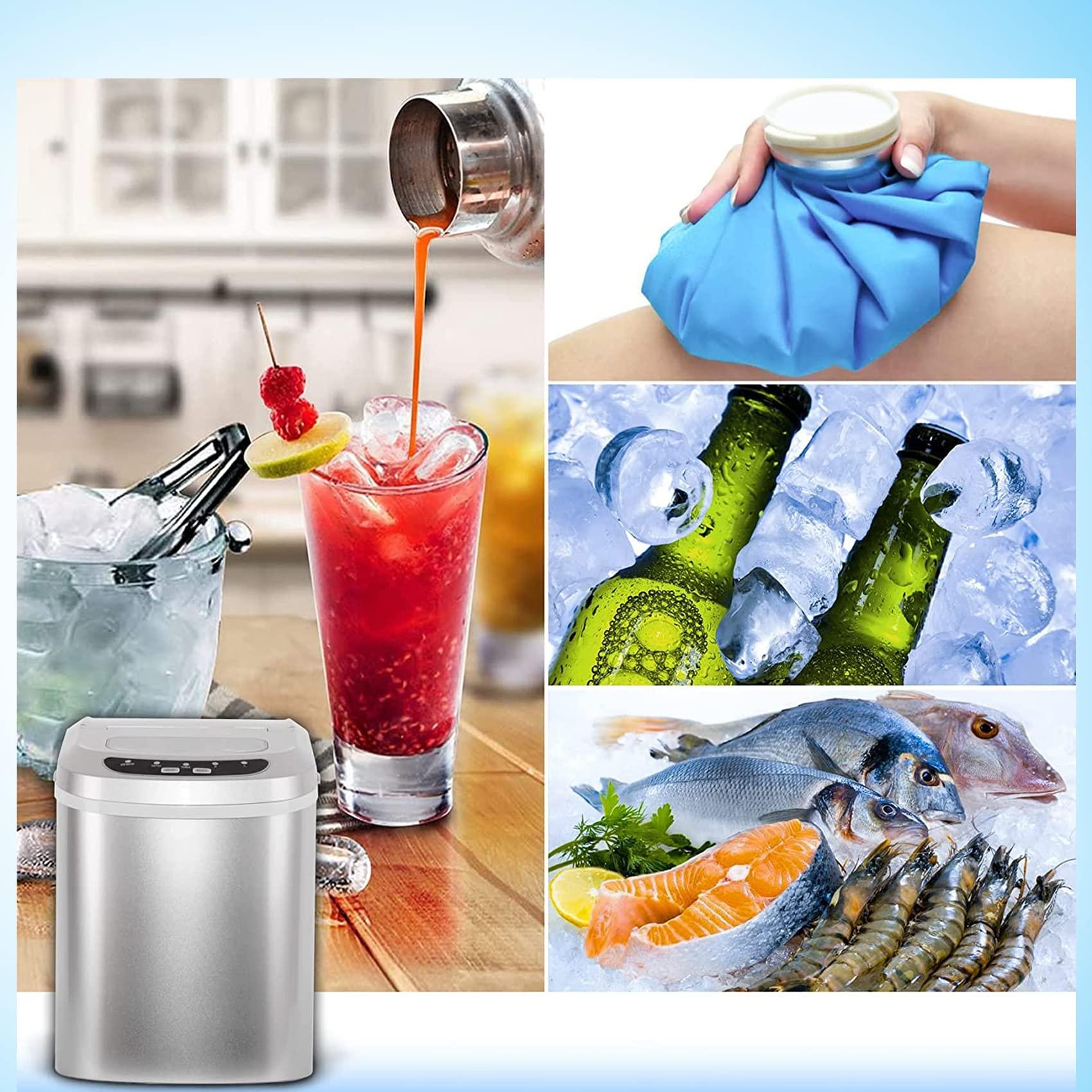 Smad Ice Maker Machine, Ice Cube Maker Counter Top Ready in 6-8 Mins, Small Ice Maker Silver for Home, 12kg Bullet Ice Cubes 24 Hrs, 2.2L with Ice Scoop & Basket 4