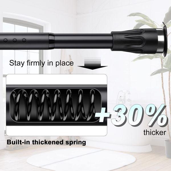 INFLATION Shower Curtain Rod 105-151 cm, No Drilling Stainless Steel Matte Black Shower Rods for Bathroom, Adjustable Never Rust Heavy Duty 2.5 cm Diameter Shower Rod Pole for Stall Closet Windows RV 3
