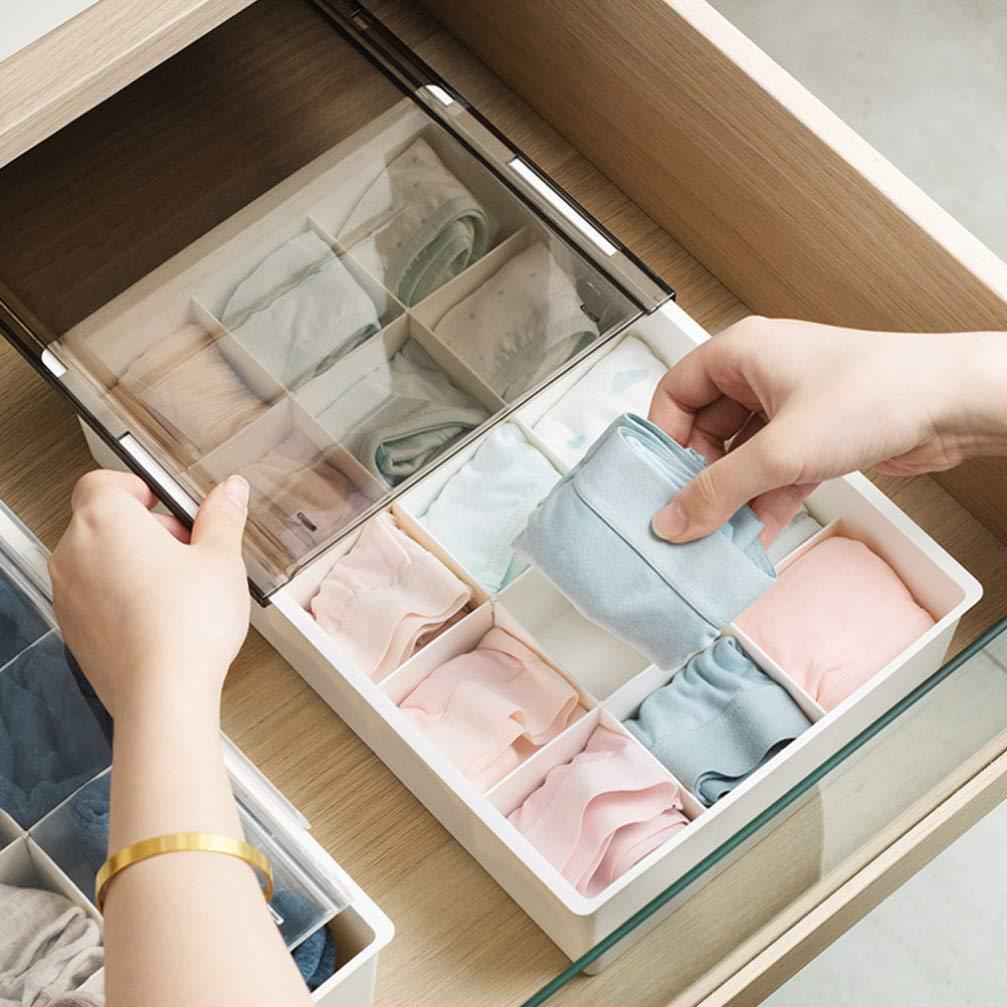 Clothes Storage Bag Socks Underwear Plastic Drawer Organizer Divider 15 Cell Cabinet Closet Organizer Storage Boxes with Lid for Clothes Socks Underwear Ties Clothes Storage Bags 2