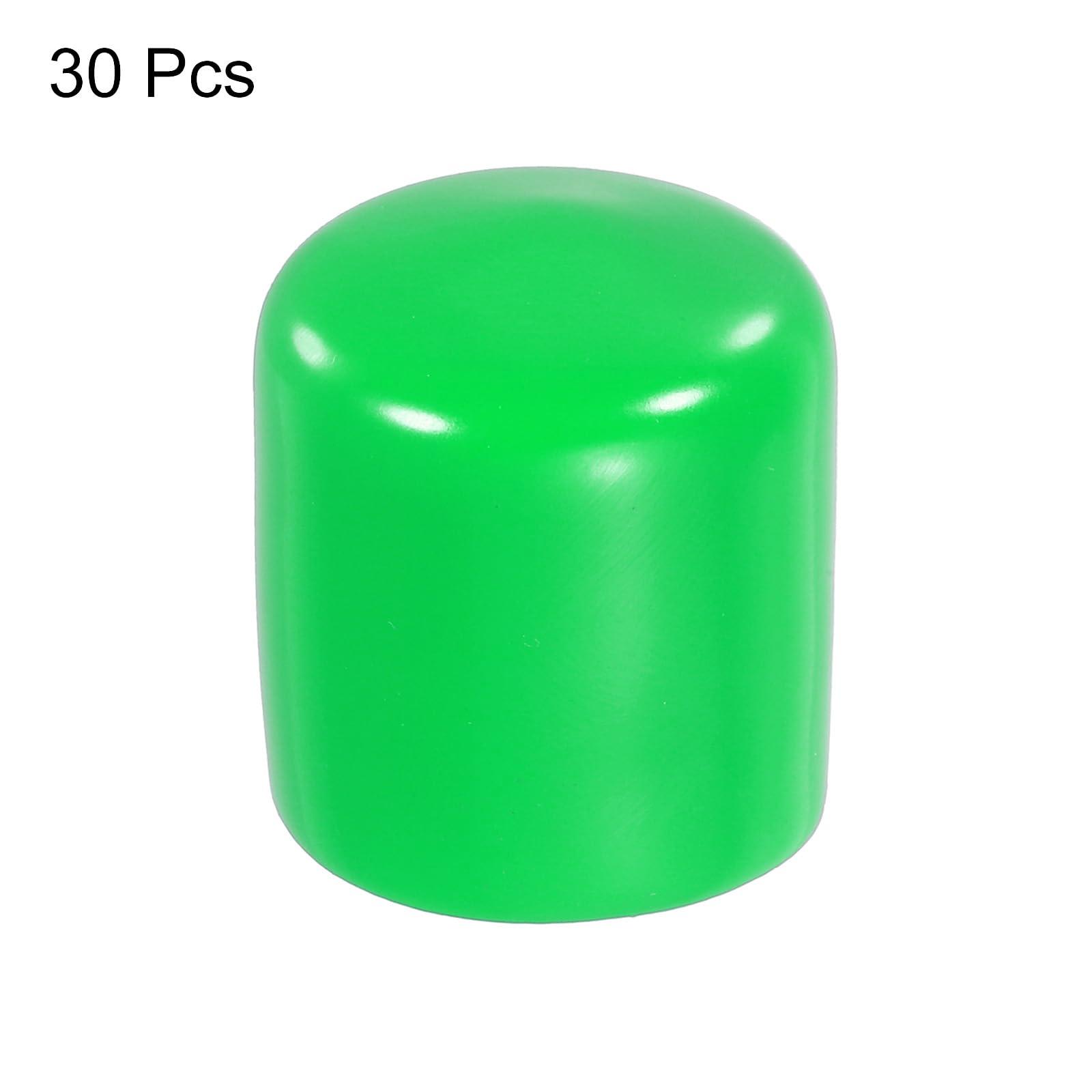 sourcing map 30pcs 25mm Rubber End Caps Cover PVC Vinyl Screw Thread Protector Round Wire Shelf Caps for Screw Bolt Pipe Fence Post, Green 2