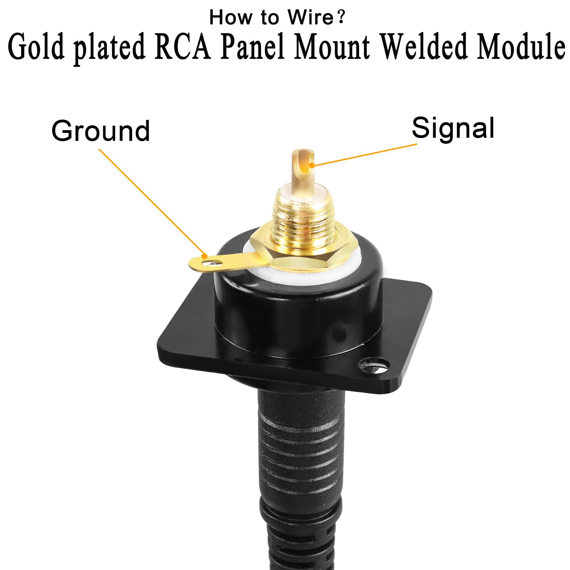 QIANRENON Gold Plated RCA Panel Mount Adapter RCA Female to Solder Terminal AV Connector, XLR Panel/D-Panel Mount, for TV S/PDIF Audio Video Phono Speaker Amplifier, White 4