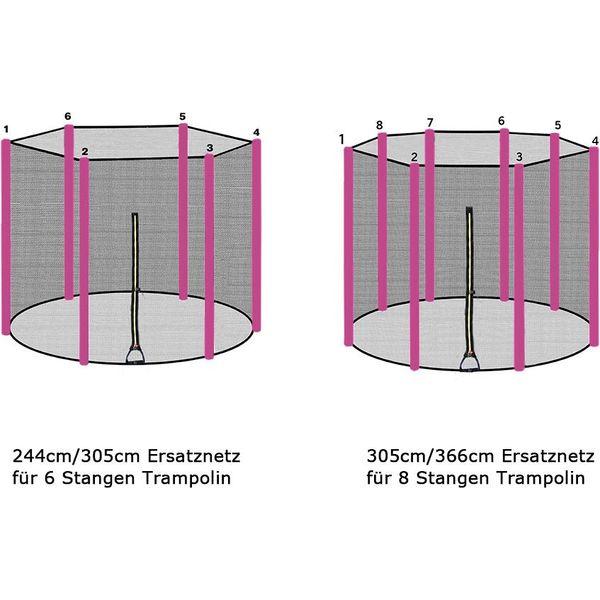 ULTRAPOWER SPORTS 8FT 10FT 12FT 13FT 14FT Replacement Trampoline Safety Net Enclosure Surround - Pink 10FT 6 POLES 4