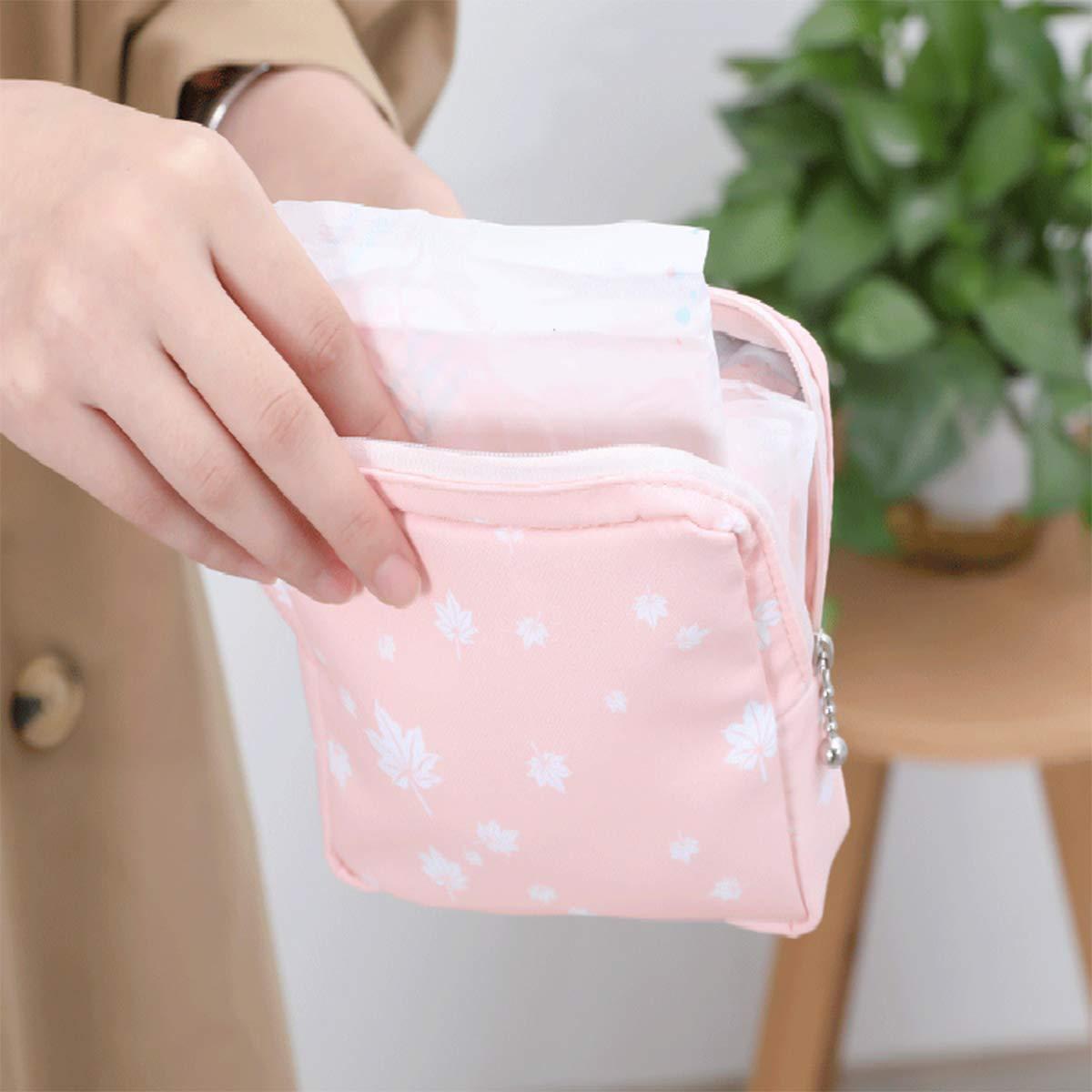 Sanitary Napkin Storage Bag,2pcs Menstrual Cup Pouch,Cotton Cloth Portable Sanitary Napkin Pads Storage Bags Feminine Menstruation First Period Bag for Teen Girls Women Ladies(Dots) 1