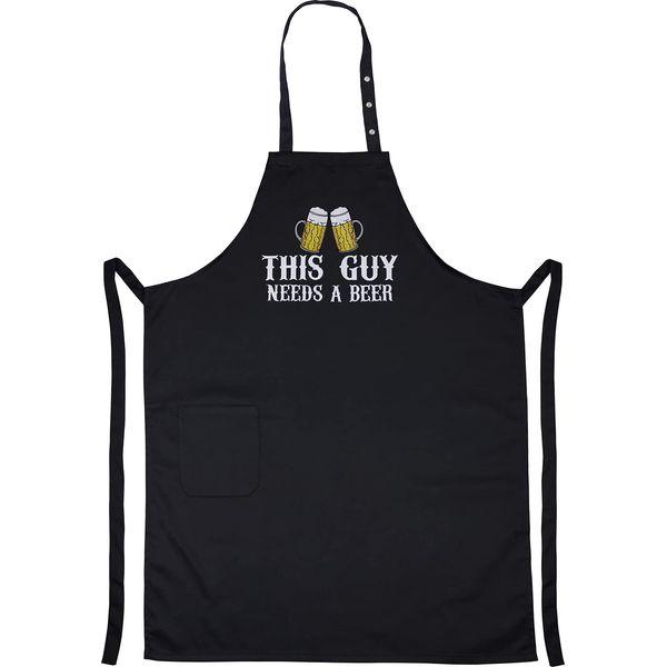 EXPRESS-STICKEREI Cooking apron Barbecue men Adjustable Kitchen Aprons with Pocket | adjustable neck strap (This guy needs a beer - Grillschürze) 1