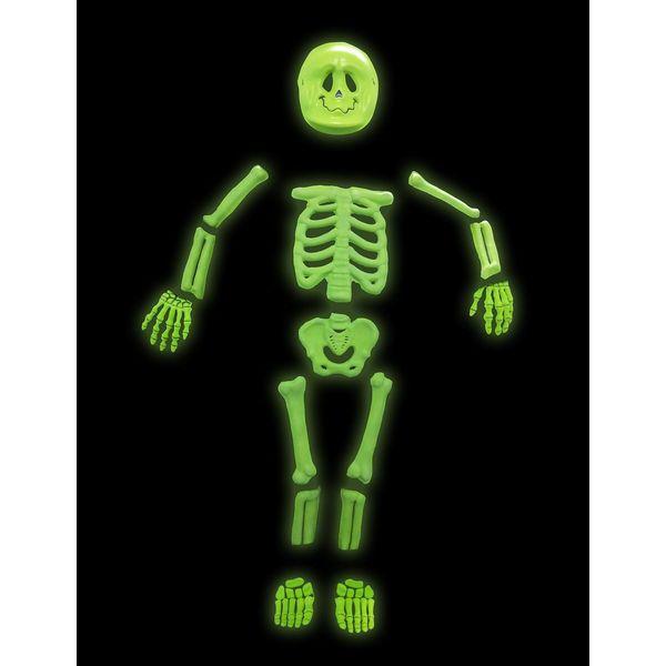 IKALI Kids Halloween Skeleton Costume, 3D Glow in the Dark Bone Jumpsuit 6pcs For Age 3-4 Years 3