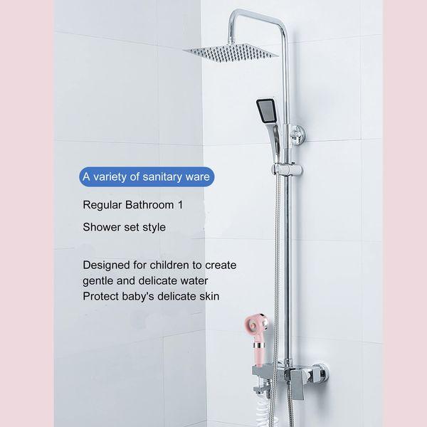 VANTHEIR Children Handheld Shower with 2-Layer Filtration and 3 Modes, Power Shower Head Only, Universal Water Saving Suitbale for High Pressure Water and Hard Water,Pink 2