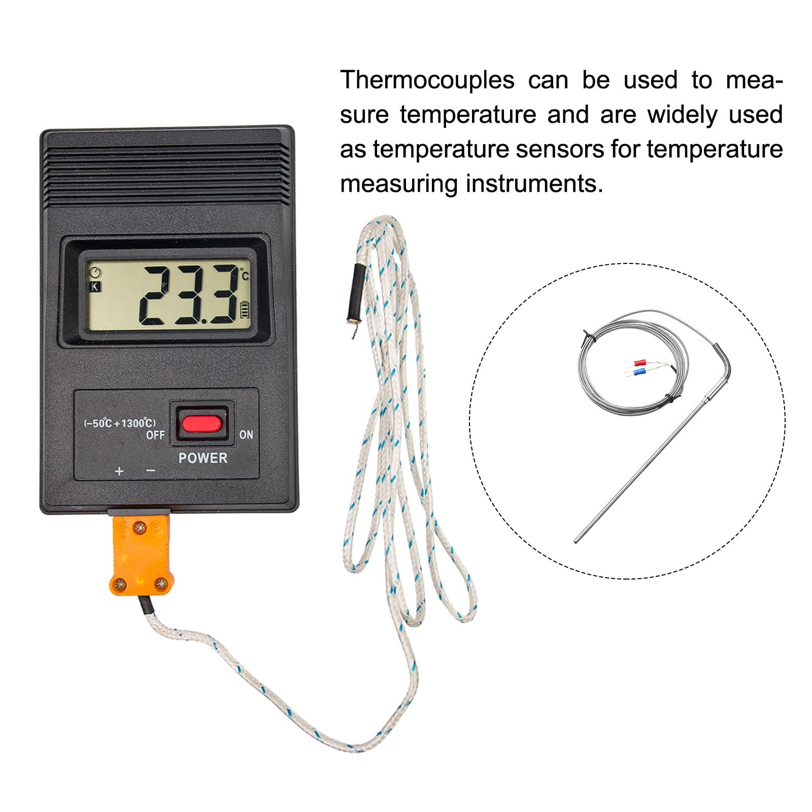 sourcing map K Type Thermocouple Temperature Sensor Probe 4x200mm 6.6ft Wire 0 to 1000°C(32 to 1832°F) Stainless Steel 8