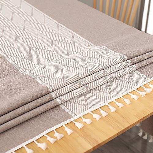 MOWEN Tablecloth for Dining Tassel Cotton Linen Table Cover for Kitchen Party Decoration Rectangle 3