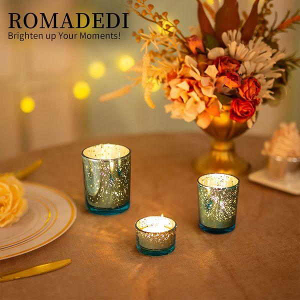 Romadedi Votive Tealight Candle Holders: 18 Pcs Mercury Glass Silver Tea Lights Candle Holder Bulk for Wedding Centerpiece Table Decorations, Bridal Shower, Party Decor, Christmas 6 Set 3