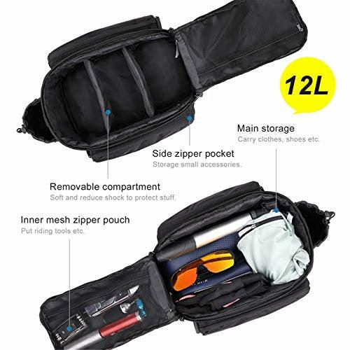 UBORSE Bike Pannier Bag Waterproof Bicycle Trunk Bag 12L Bike Rear Rack Carrier Bag Cycling Storage Pouch with Rain Cover 2