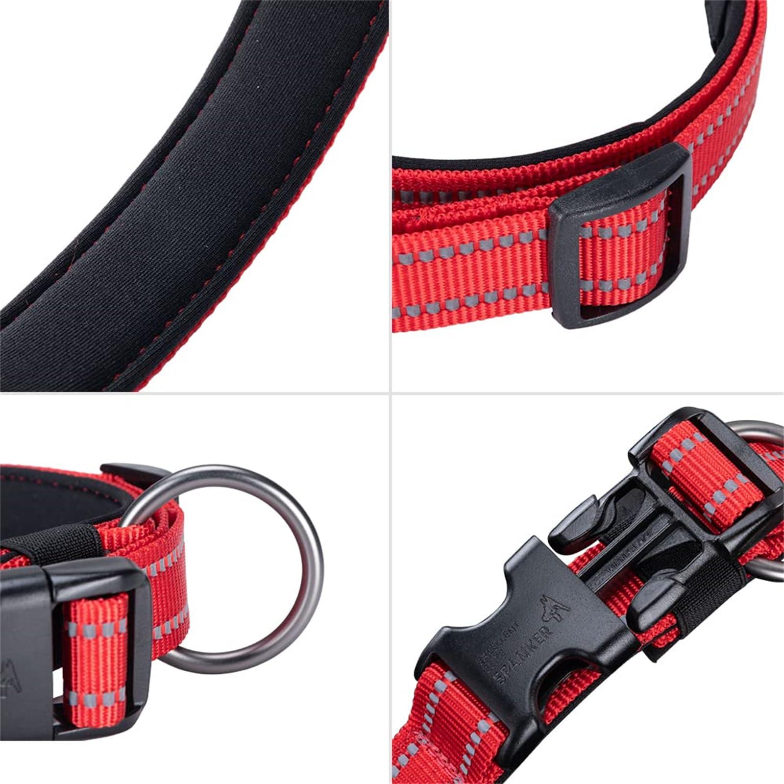 EXCELLENT ELITE SPANKER Reflective Dog Collar with Safety Locking Buckle, Adjustable Nylon Pet Collars for Small Medium Large Dogs(XL,RED) 4